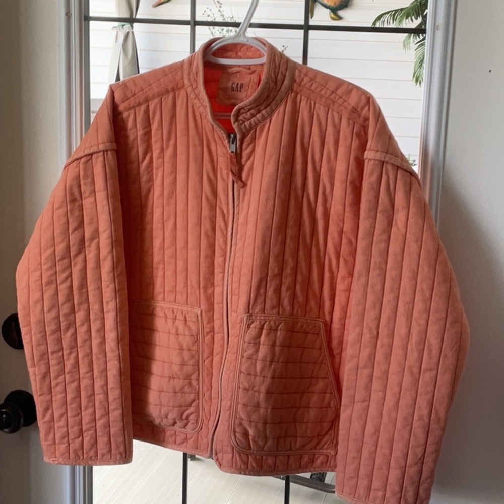 GAP Quilted Jacket in Vibrant Coral